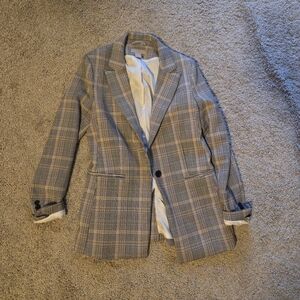 Women's Gray Plaid Blazer